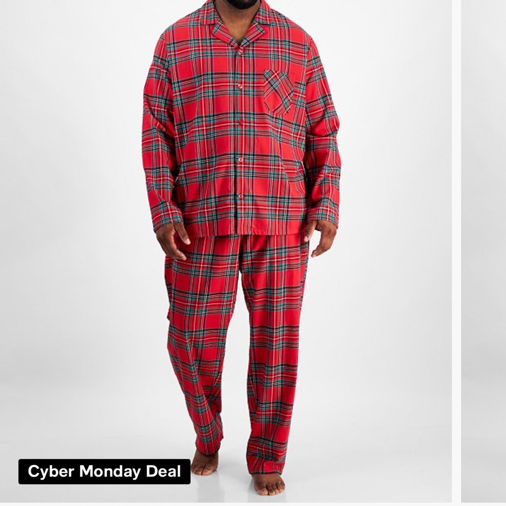 Men's Red Plaid Pajama Set